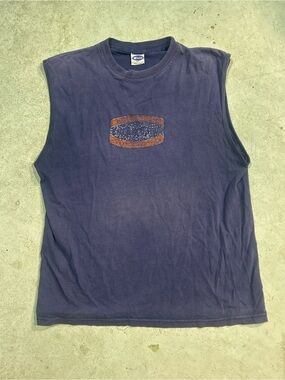 Men's Navy Sleeveless Tank Top with Chest Graphic